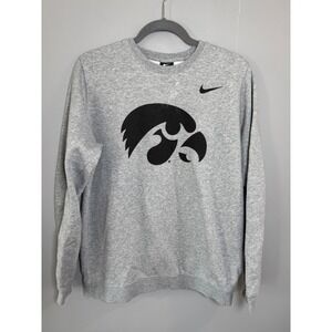 Nike Iowa Hawkeyes Mens Medium Gray Crewneck Sweatshirt Fleece Pullover Logo